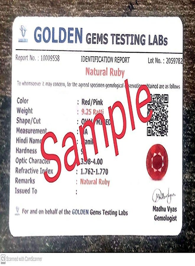 GEMS RIVER Ruby Stone Manik Stone Original 5.00 Carat Certified Natural Loose Gemstone (Z298) - Image 3