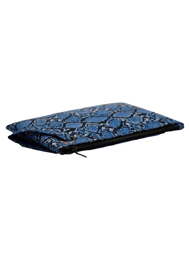 Amaze Womens Oversized Clutch Bag Large Pu Leather Pouch Evening Handbags Envelope Purse With Wristlet Shoulder Lady (Snake Skin - Blue) - Image 3