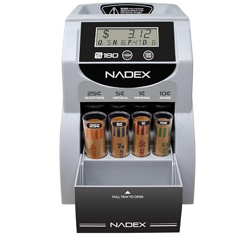 Nadex S180 Digital Coin Sorter and Counter – Displays Total and Denomination Values, Black - Image 1