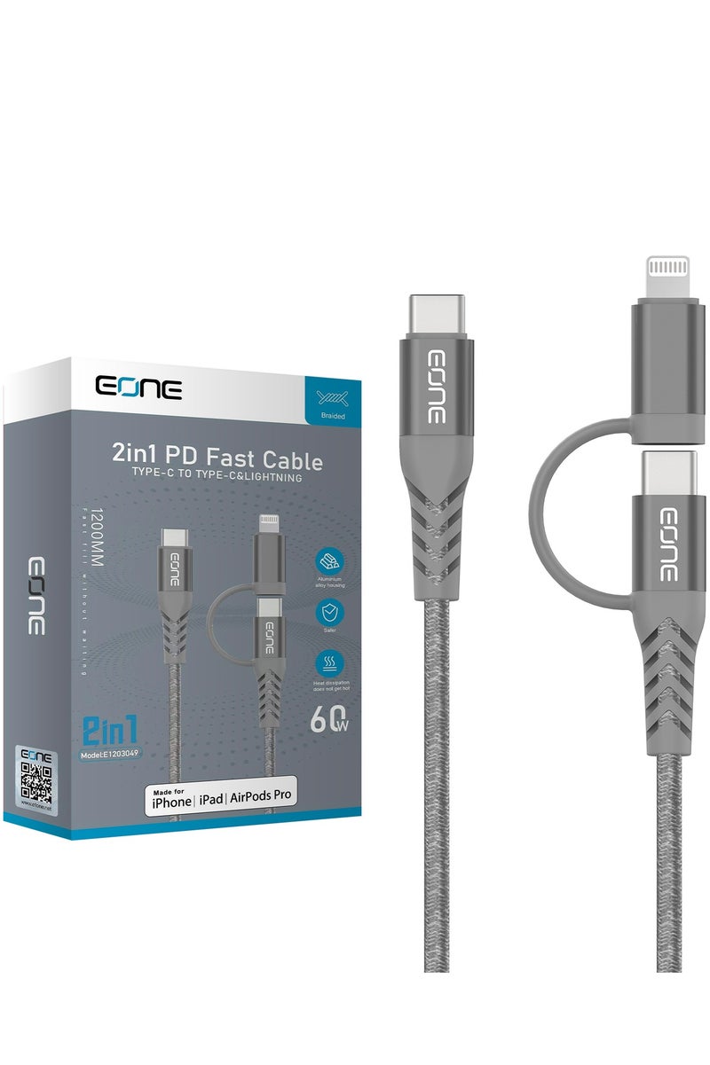 Eone Apple-Certified 2-in-1 Fast Charging Cable – Dual Charging Power in One Sleek Design - Image 2