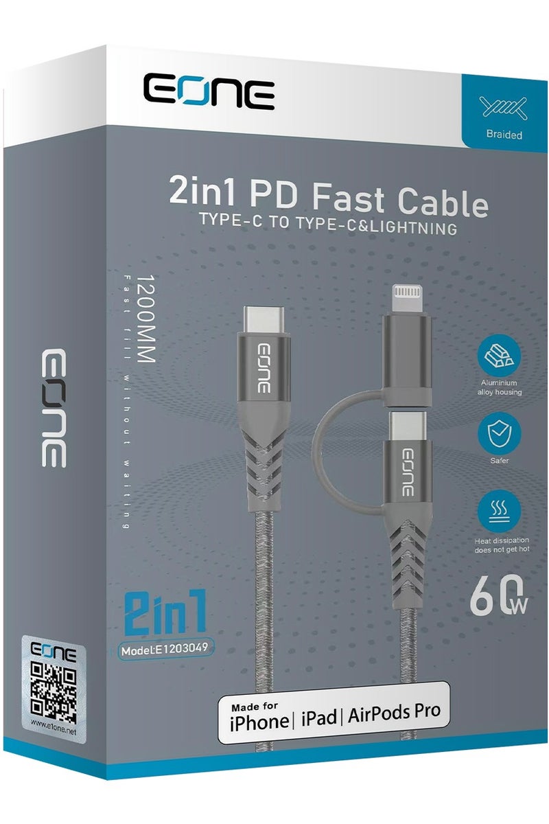 Eone Apple-Certified 2-in-1 Fast Charging Cable – Dual Charging Power in One Sleek Design - Image 3