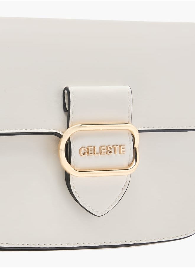 Celeste Women's Solid Crossbody Bag with Adjustable Strap and Flap Closure  - Image 4