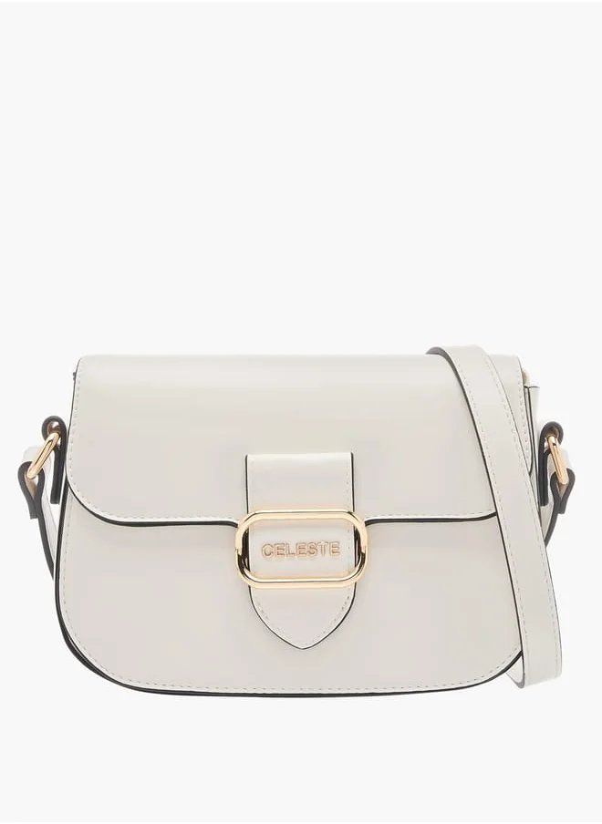 سيليست Women's Solid Crossbody Bag with Adjustable Strap and Flap Closure