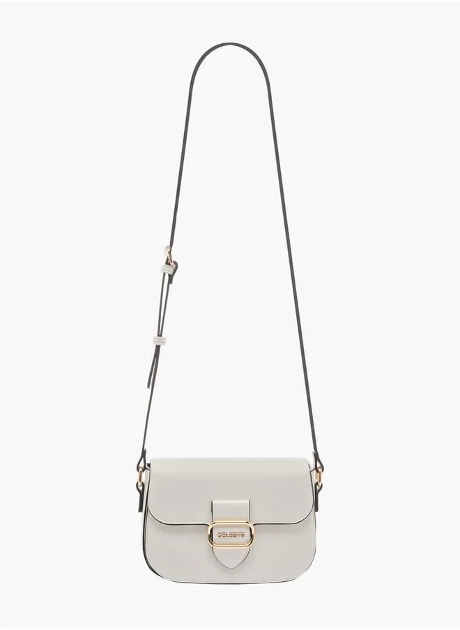 سيليست Women's Solid Crossbody Bag with Adjustable Strap and Flap Closure