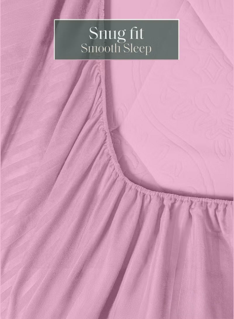 Eworld Premium Striped Duvet Set All Season – 6-Pieces set Pink | King Size 220x240 cm | Ultra-Soft, Wrinkle-Resistant & Made in Dubai | Includes Duvet Cover, Fitted Sheet ( 200x200 cm ) & 4 Pillowcases ( 50x70 cm ) - Image 5