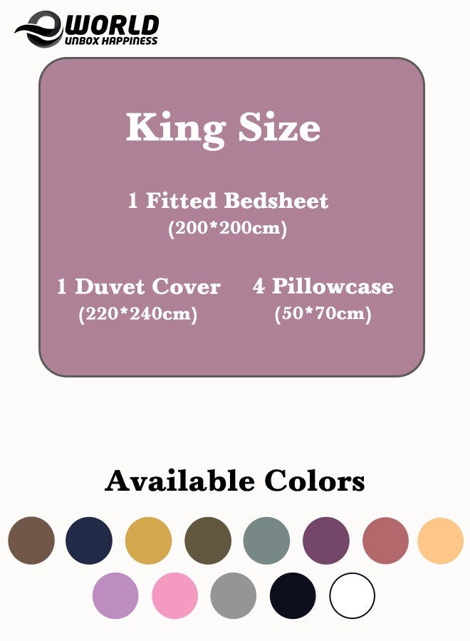 Eworld Premium Striped Duvet Set All Season – 6-Pieces set Pink | King Size 220x240 cm | Ultra-Soft, Wrinkle-Resistant & Made in Dubai | Includes Duvet Cover, Fitted Sheet ( 200x200 cm ) & 4 Pillowcases ( 50x70 cm ) - Image 2