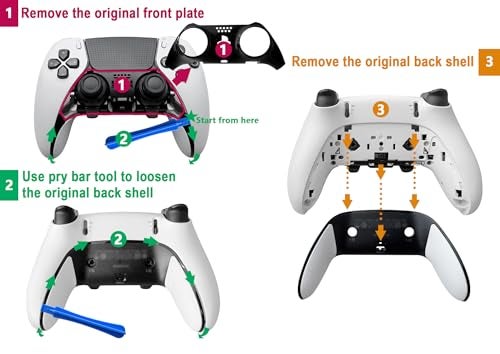 Plauduct Repair Back Cover for PS5 DualSense Edge Controller, Replacement Shell with Soft CD Rubber Grip, Snap-On Design to Fix Peeling & Yellowing, Black, 1 PCS Player - Image 3