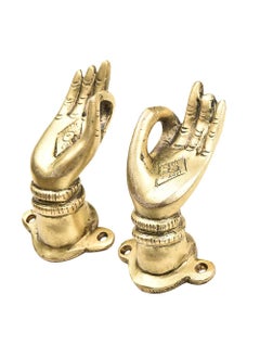 Indian-Shelf IndianShelf Brass Door Handles 1 Pair Buddha Hand Door Handle for Main Door Gold Pulls Door Handle Door Handles  - Image 1