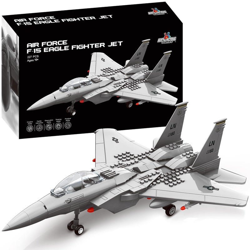 Apostrophe Games Fighter Jet Building Block Set â€“ 227-Pcs F-15 Eagle Fighter Toys Set â€“ Plane for Kids Older Than 10 and Adults â€“ Compatible with All Building Bricks - Image 1