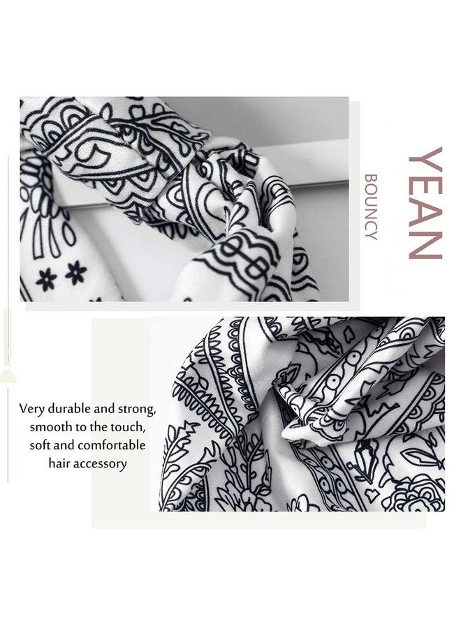 Yean Boho Wide Headbands Black Stretch Hair Bands Elastic Turbans Stylish Head Wraps For Women And Girls (Pack Of 4) (Boho) - Image 4