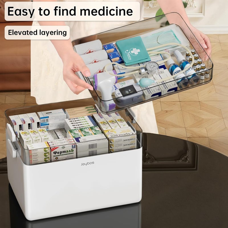 CTIME 3-Tier Medicine Organizer - Portable Medicine Cabinet with Leather Handle, Empty First Aid Kit for Home - Image 5