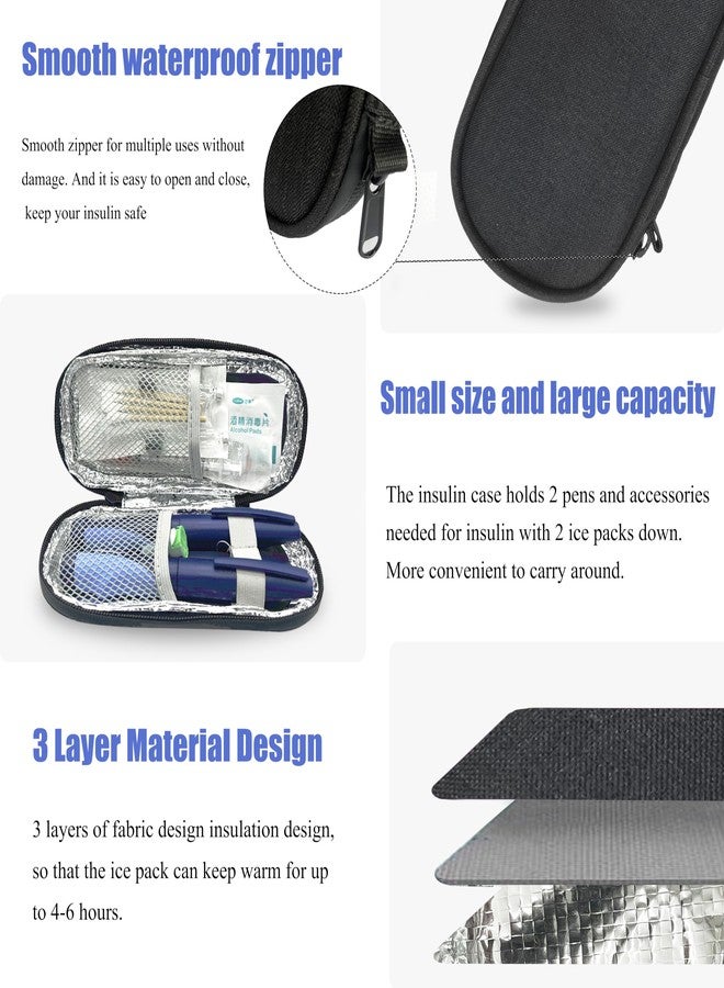 CDBXPRG Insulin Pen Cooler Travel Case with TSA Approved Ice Packs,Diabetic Medication Insulated Cool Organizer,Insulin Pen and Other Diabetic Supplies, for the Daily Life and Trip Black - Image 4