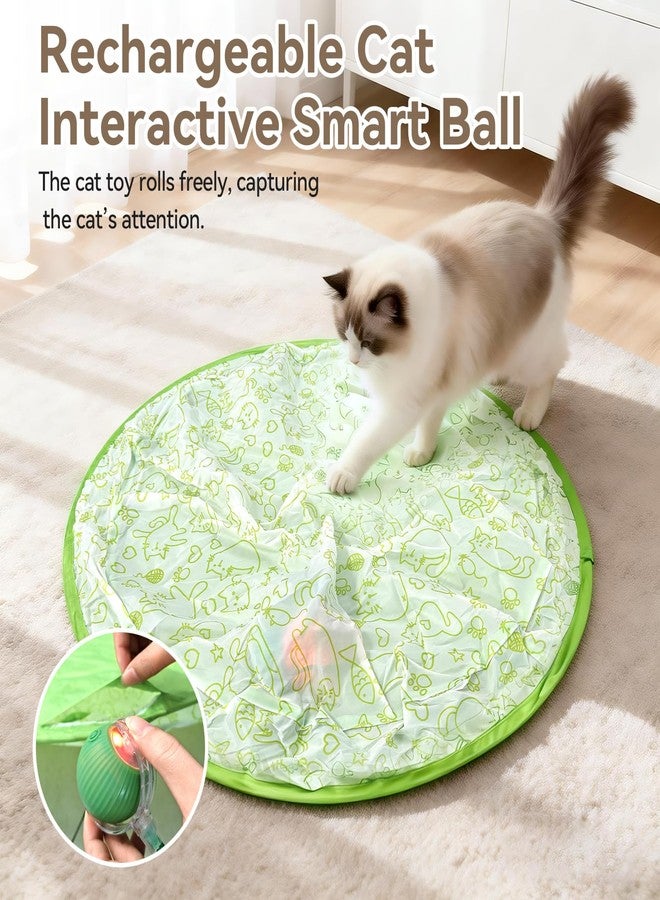 Petrizz Upgraded Rechargeable Interactive Cat Toy Ball with Hunting Cover - Smart Automatic Rolling, Obstacle Avoidance, Indoor Exercise for Cats to Release Energy & Instincts (Green) - Image 3