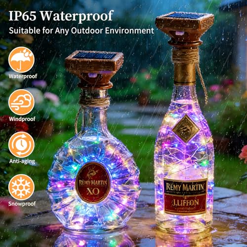 VOOKRY 8 Pack Solar Powered Wine Bottle Lights, 20 LED Waterproof Outdoor Solar Fairy String Cork Lights for Wedding, Christmas, Party, Garden, Patio, Tabletop Decor(Multicolor) - Image 5
