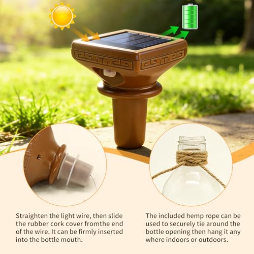 VOOKRY 8 Pack Solar Powered Wine Bottle Lights, 20 LED Waterproof Outdoor Solar Fairy String Cork Lights for Wedding, Christmas, Party, Garden, Patio, Tabletop Decor(Multicolor) - Image 4