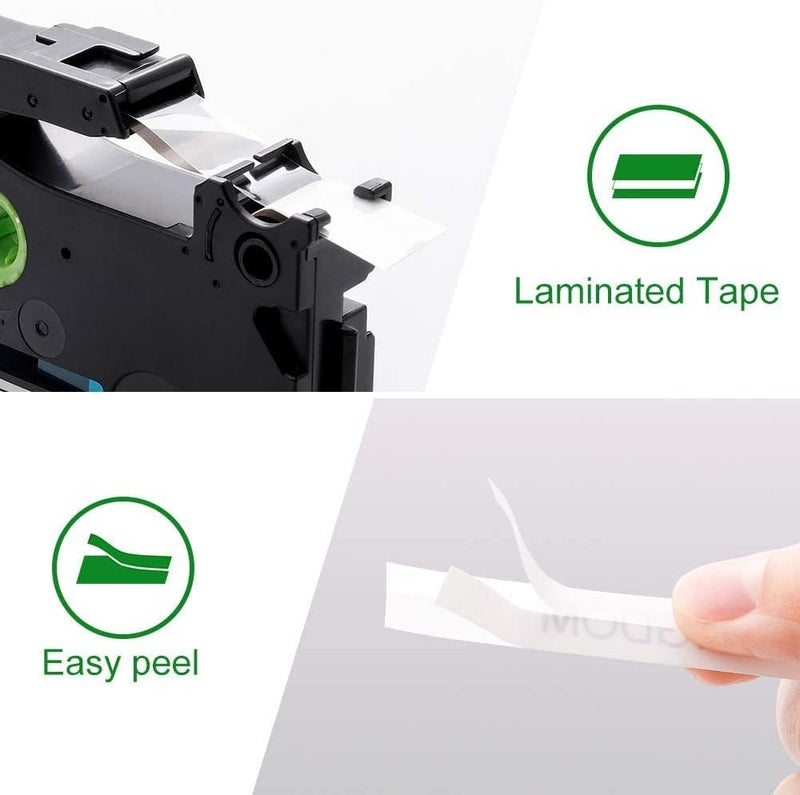 لايبل كينجدوم شريط ملصقات بديل متوافق مع طابعة Brother P Touch Tze-131 Tz-131، شريط ملصقات شفاف 12 مم، 0.47 بوصة، شريط Tz مغلف، مناسب لطابعة Ptouch Pt D210 H110 D400، لون أسود على شفاف، عبوة من 3 قطع - Image 4