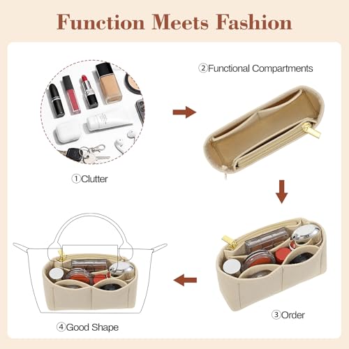 MoKo 2Sets Leather Mini Bag Shoulder Strap for Longchamp, Felt Purse Insert Organizer Mini Bag Replacement, Adjustable Punch-Free Buckle Strap, Brown - Image 3