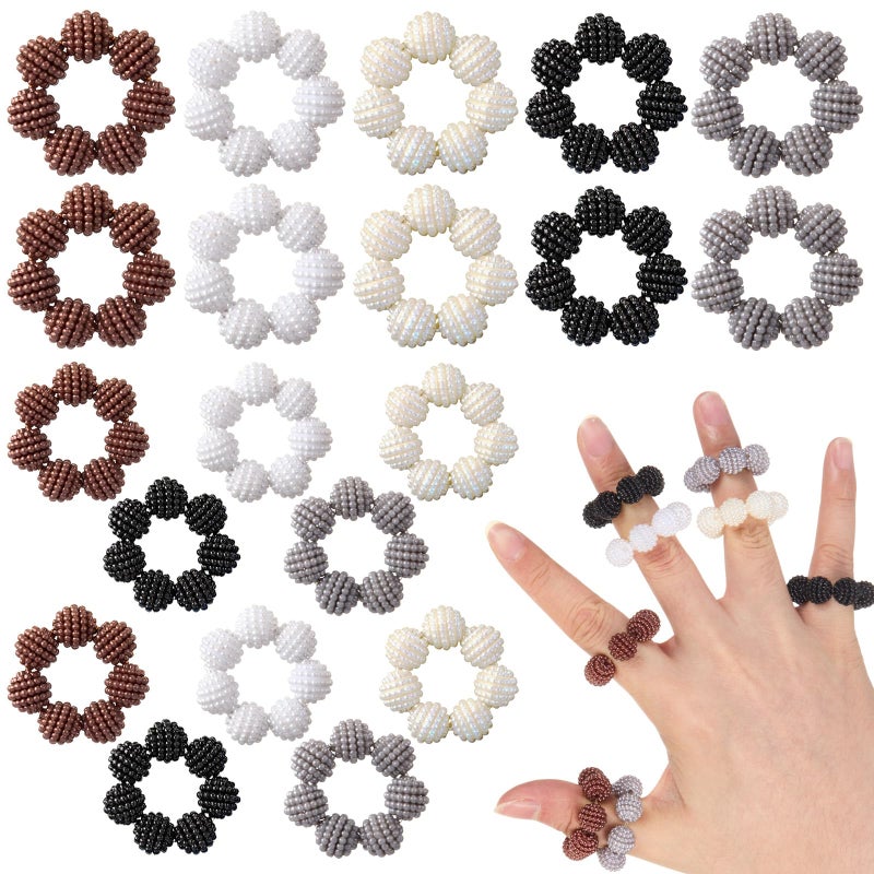 Liliaafar Fidget Ring for Adult Colored Spiky Bead Anxiety Rings Sensory Finger Acupressure Rings for Stress Relief Anxiety Ring Stress Reducer Office Workers 20 PcsNeutral Tones - Image 3