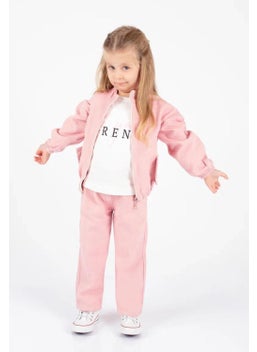 Miniğimin Cicileri My Little One's Cici Trend Printed Gabardine Jacket Girl's 3-piece suit - Dusty Rose 
