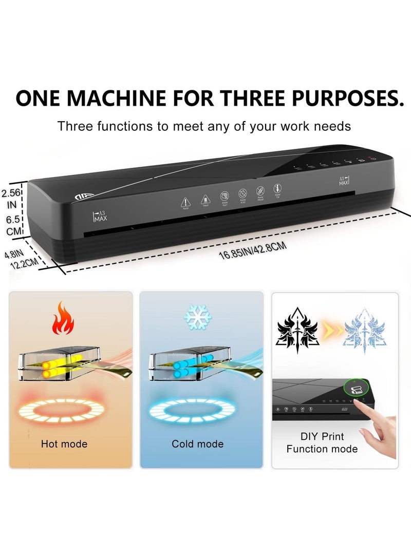 VICTGOAL Laminator Machine 13 inch, Laminating Machine 60s Quick Warm Up Auto Off, Cold Hot Lamination Machine with ABS Jam Free, Laminator for Home Office School, Black - Image 4