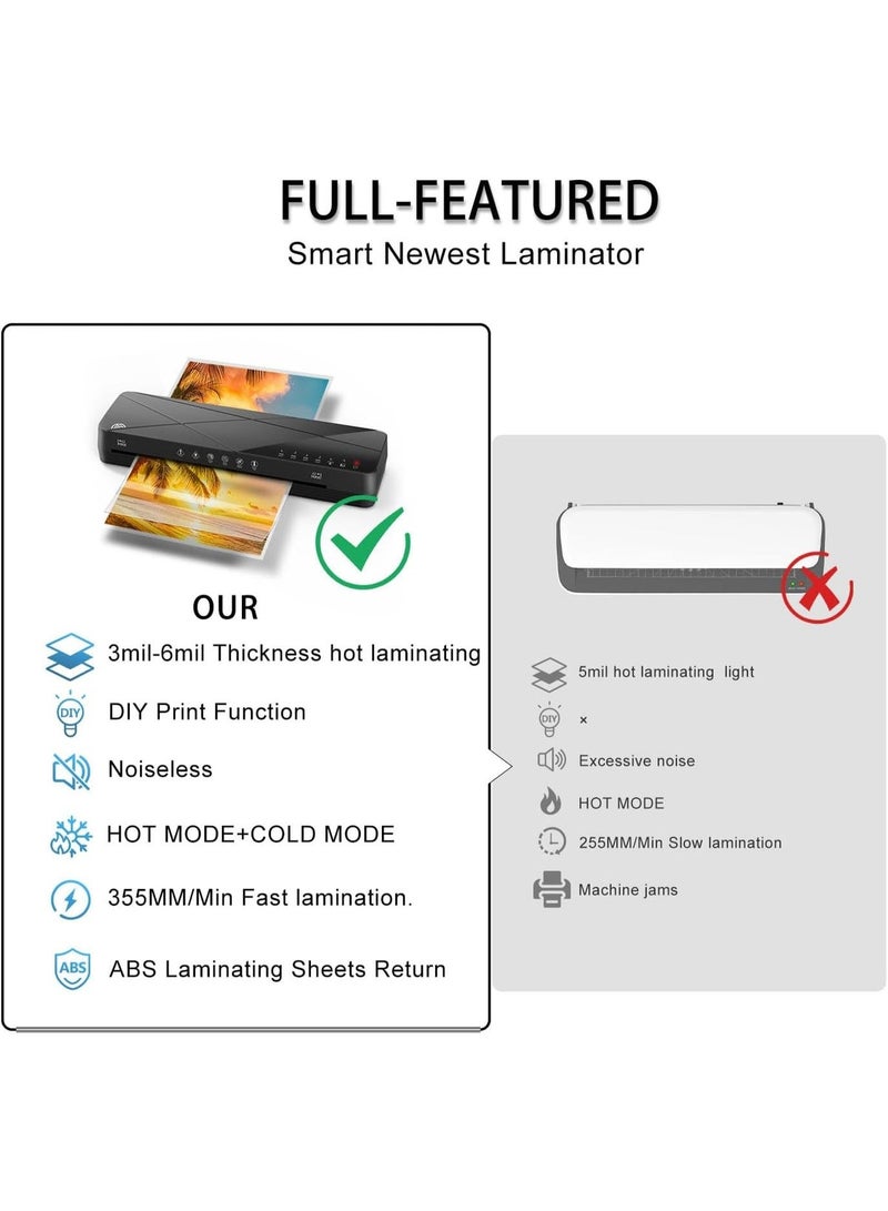 VICTGOAL Laminator Machine 13 inch, Laminating Machine 60s Quick Warm Up Auto Off, Cold Hot Lamination Machine with ABS Jam Free, Laminator for Home Office School, Black - Image 2