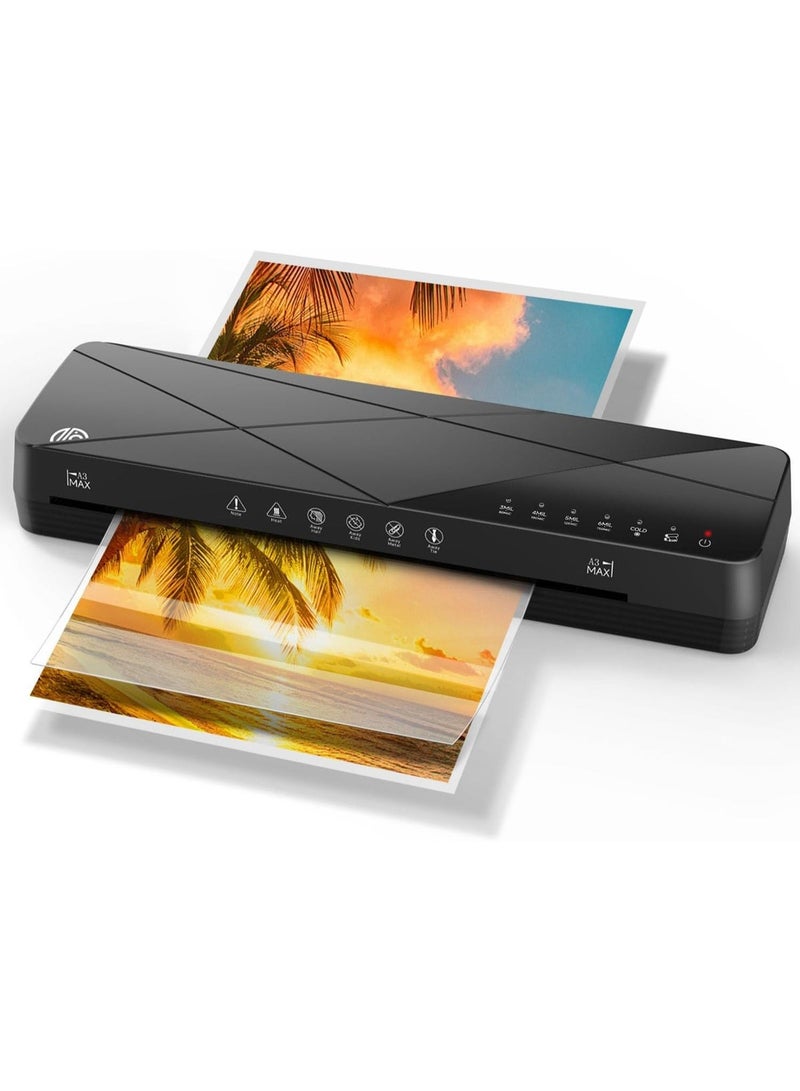 VICTGOAL Laminator Machine 13 inch, Laminating Machine 60s Quick Warm Up Auto Off, Cold Hot Lamination Machine with ABS Jam Free, Laminator for Home Office School, Black - Image 1