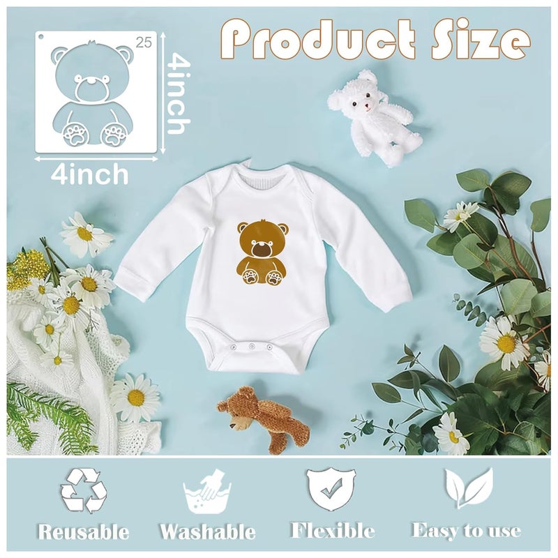 Hosomono Baby Shower Stencils for Painting Onesie Decorating Kit Fabric Stencil Reusable Templates for Painting on Onesies Shoes Bibs Clothes Cookie Bodysuit 50 pcs - Image 4