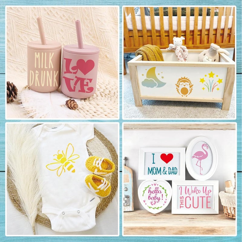 Hosomono Baby Shower Stencils for Painting Onesie Decorating Kit Fabric Stencil Reusable Templates for Painting on Onesies Shoes Bibs Clothes Cookie Bodysuit 50 pcs - Image 5