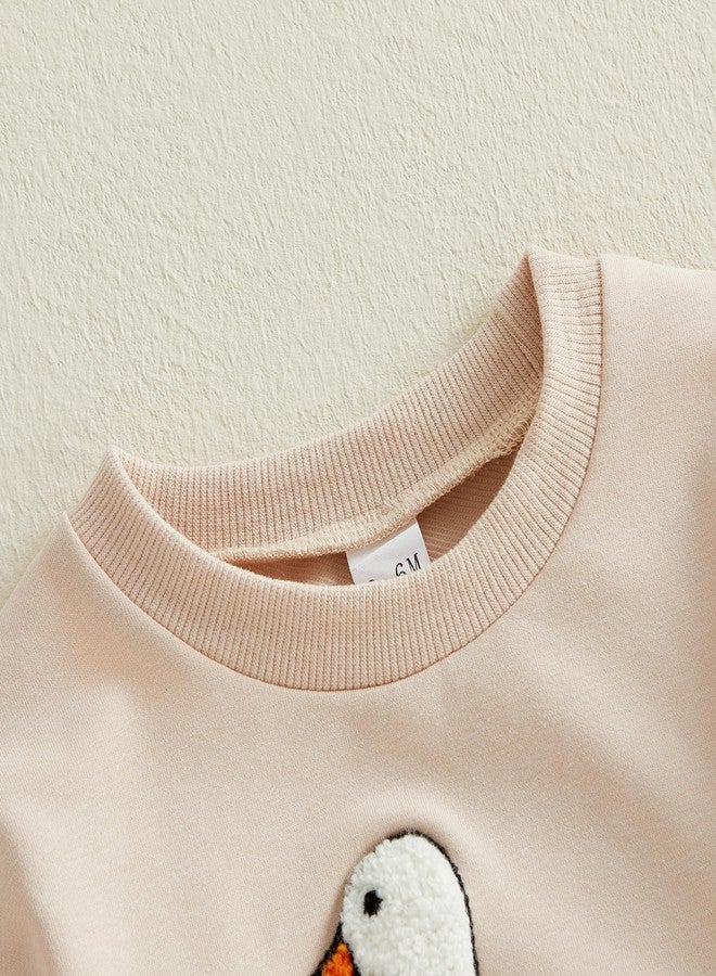 Lenjindjer Infant Baby Girl Boy Goose Clothes Embroidery Crewneck Long Sleeve Bubble Romper One Silly Goose Birthday Outfit (Beige, 12-18 Months) - Image 4