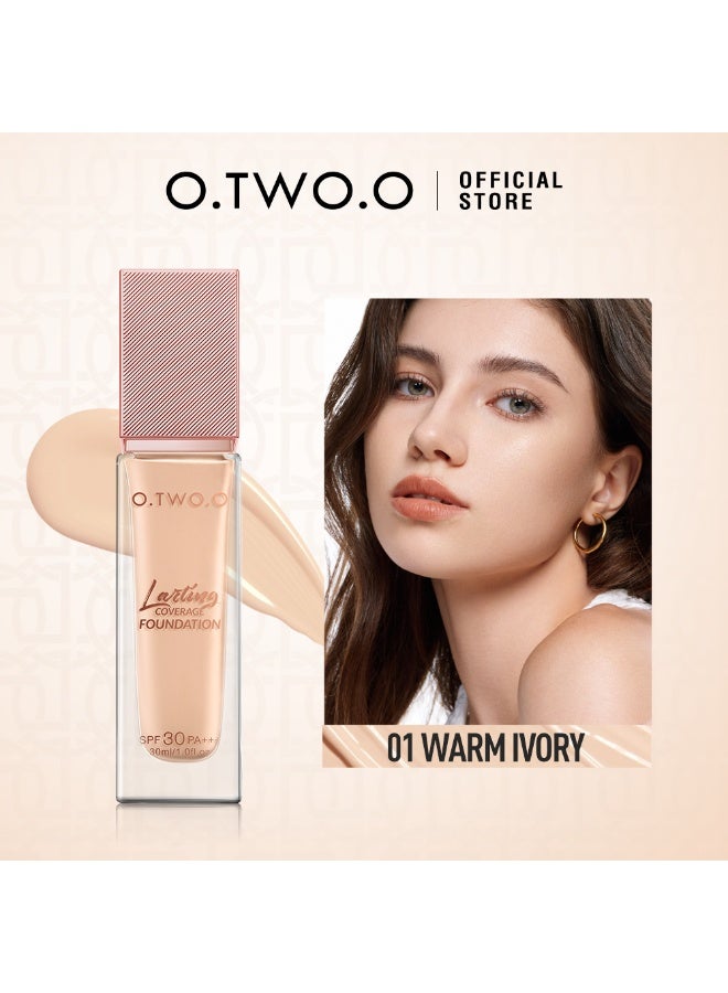 OTWOO O.TWO.O Haute All Day Coverage Foundation – Full Coverage, Long-Wear Formula (#1,WARM IVORY) - Image 2