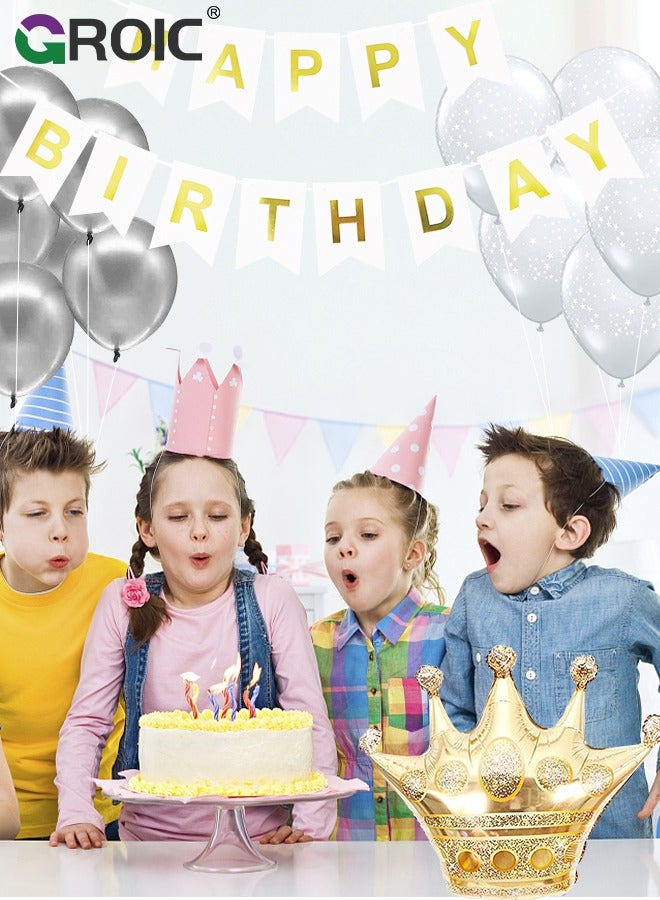 GROIC Party Birthday Balloons Supplies with A Pump Crown Decorations Favor for Boys and Girls - Image 2