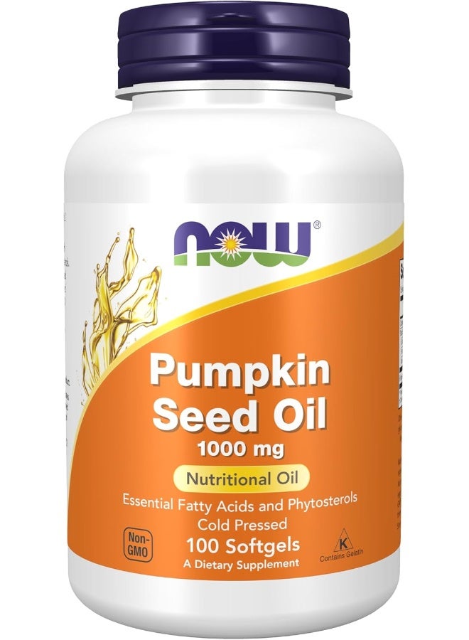 Now, Pumpkin Seed Oil Supplement Nutritional Oil, 1000 mg 100 Softgels - Image 1