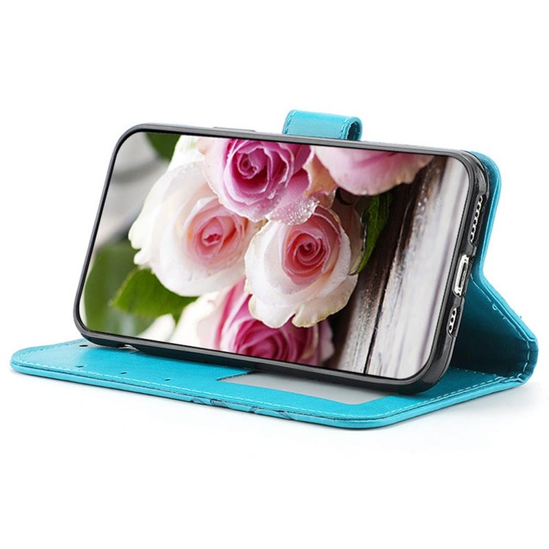 HuHa Case Cover For Samsung Galaxy A05 Rose Butterfly Embossed Leather Phone Case(Blue) - Image 5