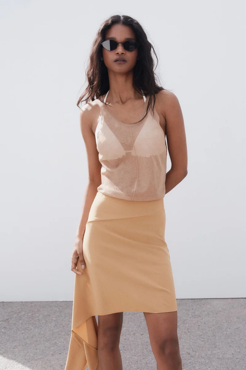 H&M Asymmetric tie-detail skirt