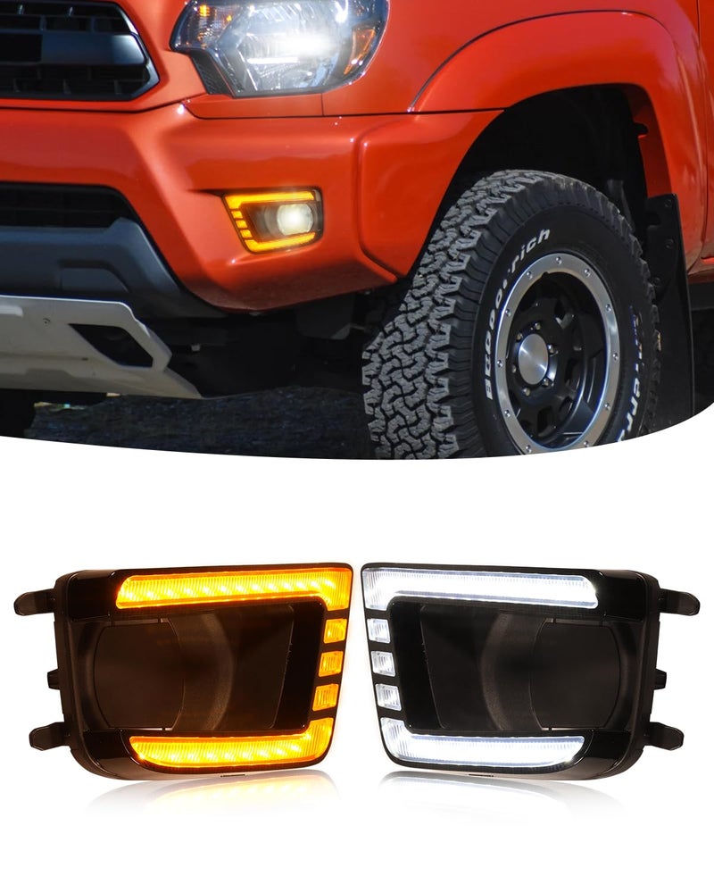 TBHOO LED Fog Lights Bezel Assemblies for 20122015 Toyota Tacoma DRL Amber Turn Signal Fog Lamps Cover Toyota Tacoma Accessories - Image 2