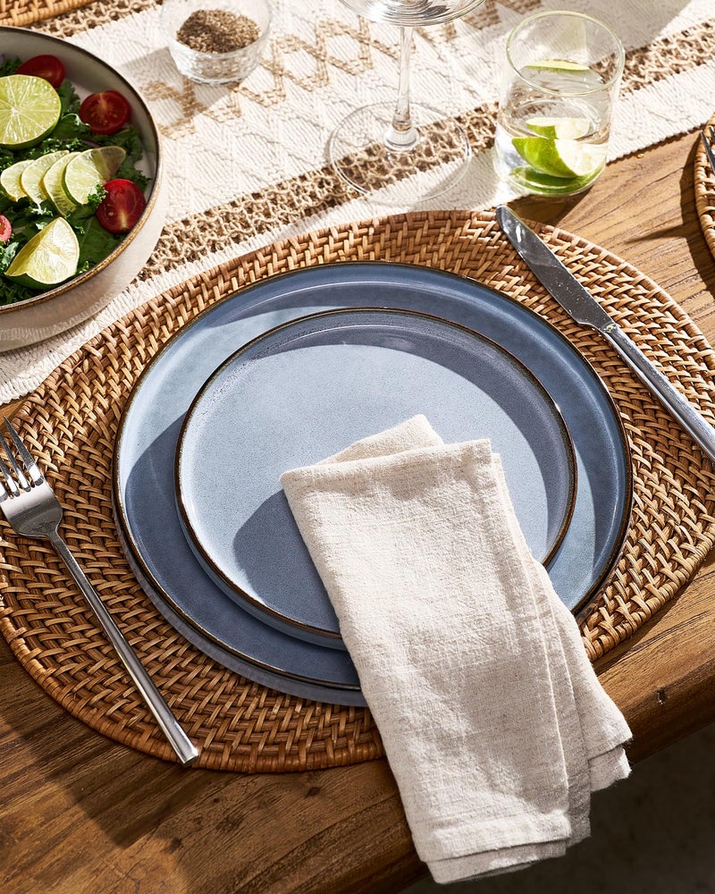 Famiware Annecy Plates and Bowls Sets, 12 Pieces Dinnerware Sets, Microwave and Dishwasher Safe Dishes Set for 4, Chip and Scratch Resistant, Reactive Blue - Image 4