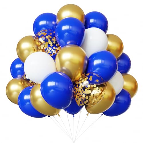 YMSZ Blue and Gold Balloons Set 67pcs 12 Inch Royal Blue Gold White Balloons for Birthday Graduation Baby Shower Decorations - Image 1