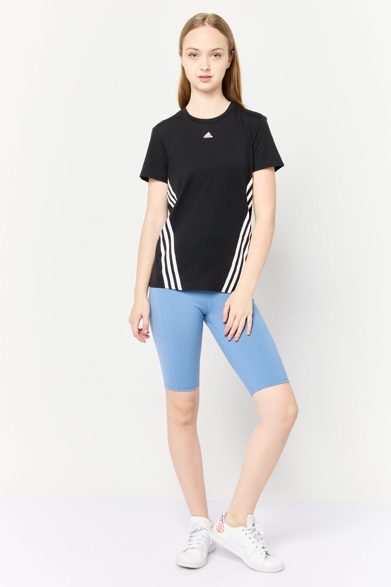 Adidas تي شيرت رياضي نسائي بأكمام قصيرة مناسب في الهواء الطلق، أسود - Image 2