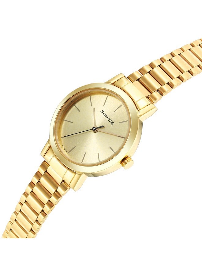 سوناتا ساعة سوناتا إسينشالز بمينا بلون الشمبانيا وسوار من الفولاذ المقاوم للصدأ للنساء - NS8174YM03 - Image 4