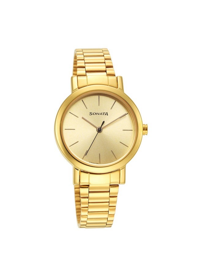 سوناتا ساعة سوناتا إسينشالز بمينا بلون الشمبانيا وسوار من الفولاذ المقاوم للصدأ للنساء - NS8174YM03 - Image 1