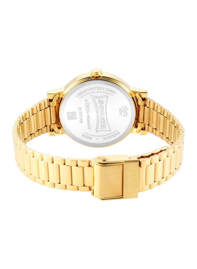 سوناتا ساعة سوناتا إسينشالز بمينا بلون الشمبانيا وسوار من الفولاذ المقاوم للصدأ للنساء - NS8174YM03 - Image 2