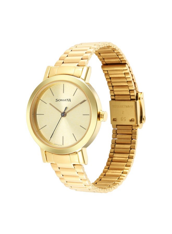 سوناتا ساعة سوناتا إسينشالز بمينا بلون الشمبانيا وسوار من الفولاذ المقاوم للصدأ للنساء - NS8174YM03 - Image 3