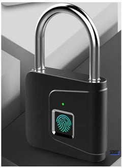 TIGER Anti-Theft Fingerprint Padlock – Smart Fingerprint Lock, Portable Waterproof Intelligent Lock with USB Charging, Small and Secure for Cabinet, Luggage, Gym, Suitcase, School, Bike – Black  - Image 1