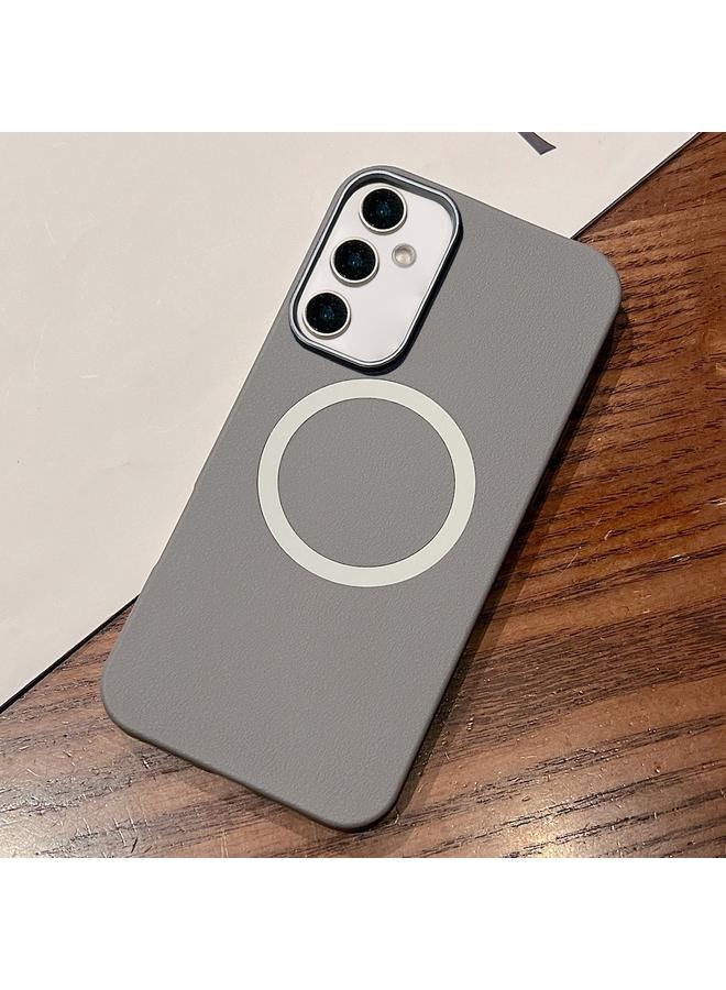 For Samsung Galaxy S24 FE 5G Leather Texture Design MagSafe Full Coverage Phone Case(Grey)