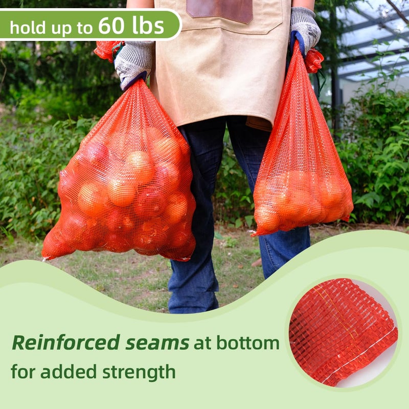 deebree Extra Large Mesh Produce Bags 60 lbs Reusable Onion Sacks Vegetable Storage Bags Washable Net Bag 21â€ x 32â€ for Onion Potato Firewood Crawfish, Pack of 10 - Image 4
