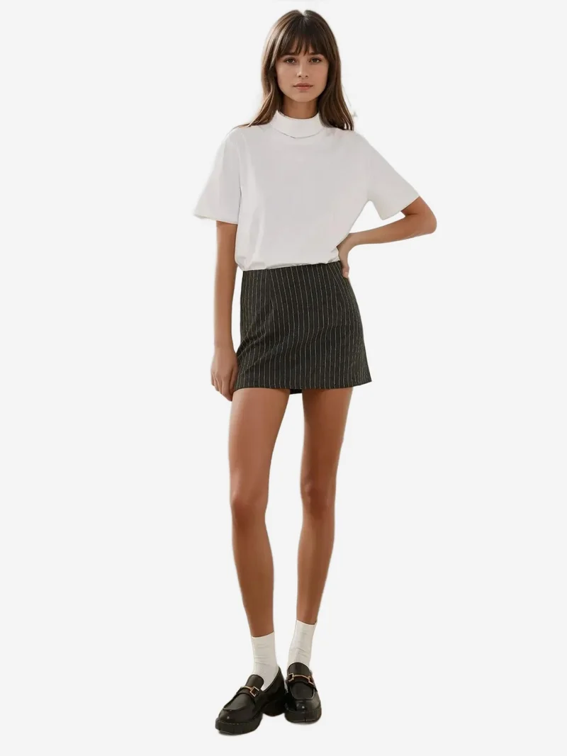 Hiccup Grey Striped Mini Skirt for Women | Best Price UAE