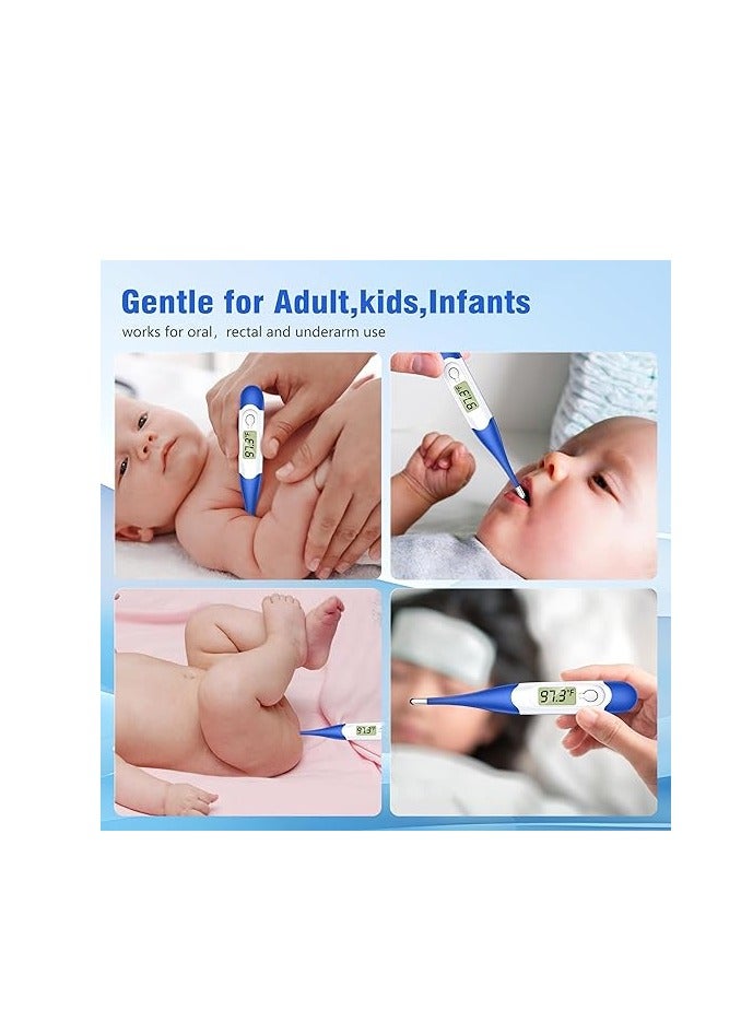 Waterproof Electronic Thermometer Soft Head Digital Smart Thermometer Thermometer, Oral Thermometer For Adults And Children, 60 Second Fever Electronic Thermometer (Blue) - Image 2
