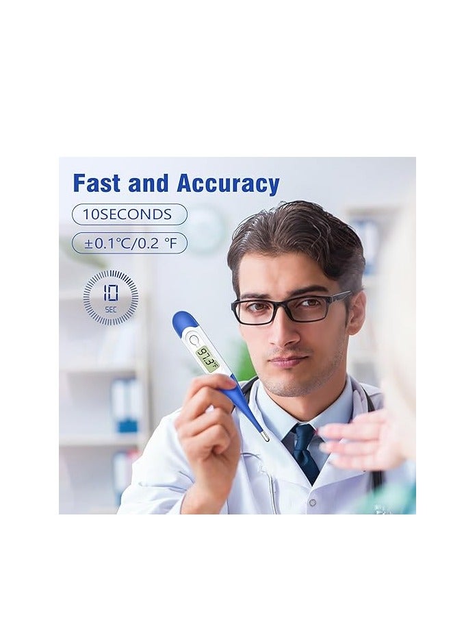 Waterproof Electronic Thermometer Soft Head Digital Smart Thermometer Thermometer, Oral Thermometer For Adults And Children, 60 Second Fever Electronic Thermometer (Blue) - Image 3