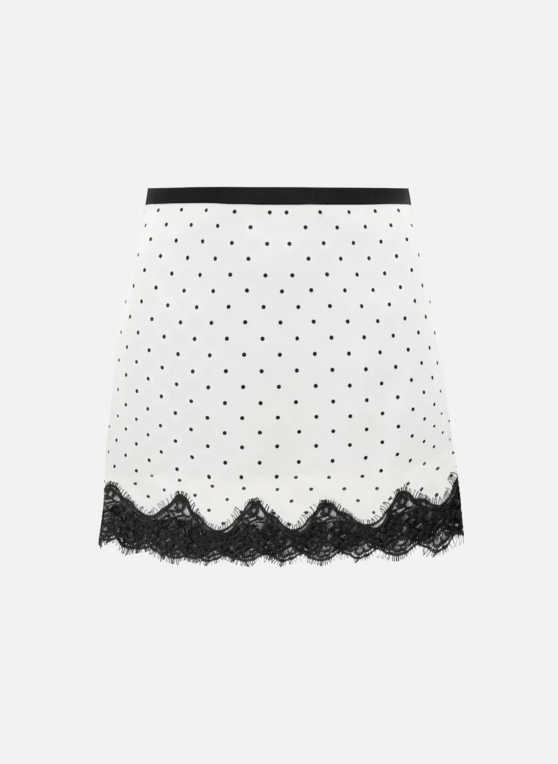 Lichi  Polka dot mini skirt with lace trim for Women | Best Price UAE