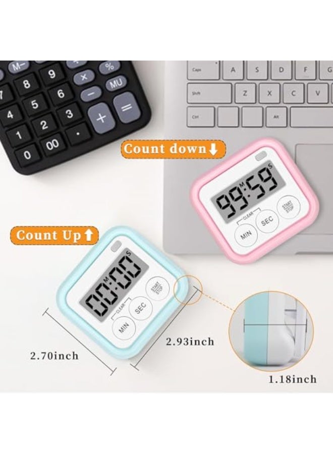 مؤقت، مؤقتات المطبخ للطهي، مؤقت الفصل الدراسي للأطفال والمعلمين، مؤقتات رقمية مغناطيسية، عبوة من قطعتين، أزرق - Image 3